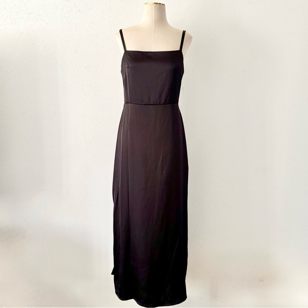 TAYLOR Square Straight Neckline Cami Satin Effect Maxi Dress Women' Size Small S